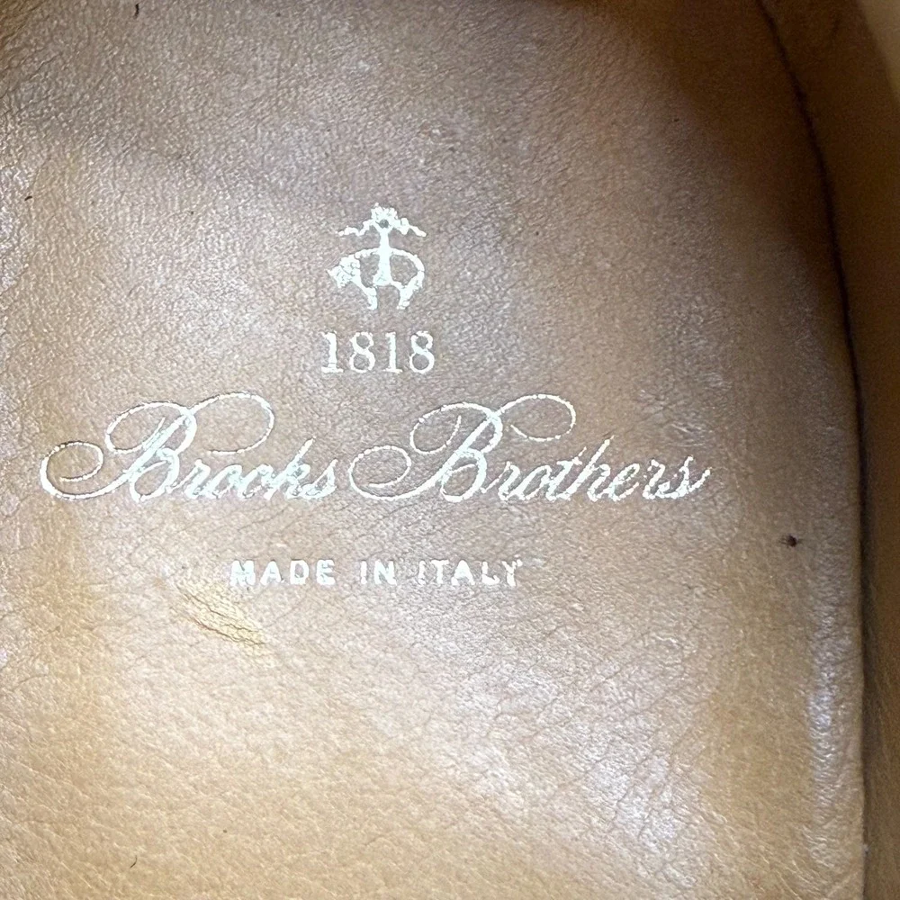 Brooks Brothers Oxfords‎ Mens 12 Brown Leather Pain Toe Dress Shoes Italy